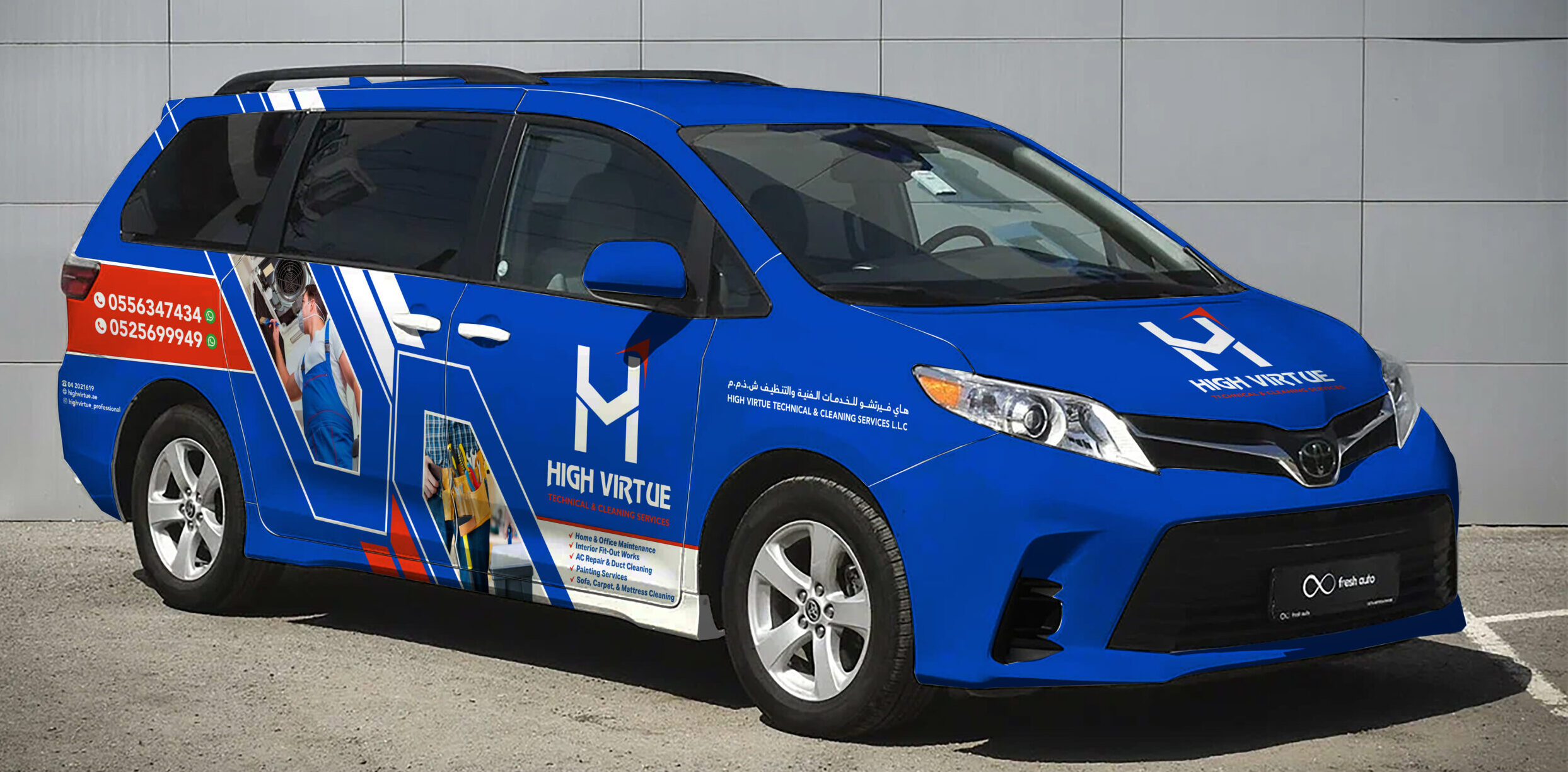Vehicle branding company in Dubai wrapping a commercial car van with full vinyl wrap - 20