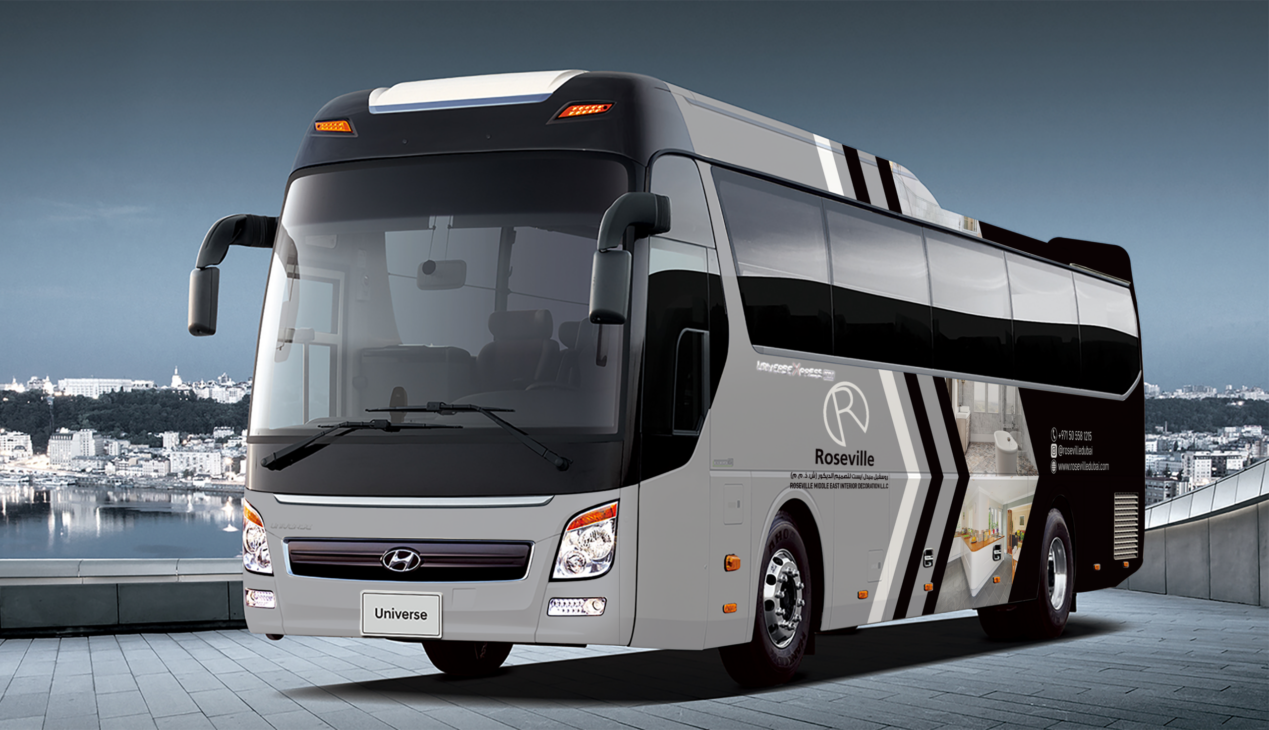 Printzone Vehicle branding company in Dubai wrapping a commercial Bus car van with full vinyl wrap - 4