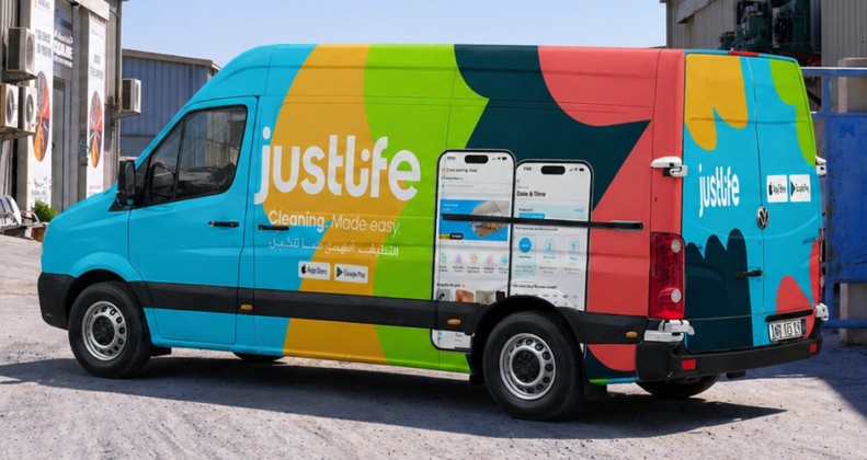 Vehicle branding company in Dubai wrapping a commercial van with full vinyl wrap-100