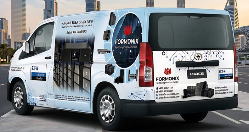 Vehicle branding company in Dubai wrapping a commercial van with full vinyl wrap-96