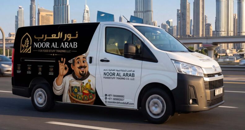 Van branding in Dubai with custom vinyl wrap for business advertising in Al Quoz UAE-5